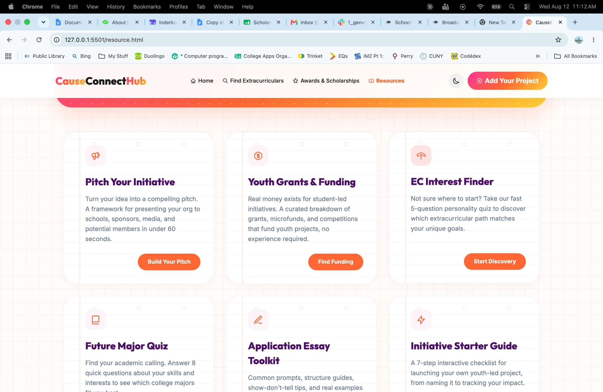 Resources page