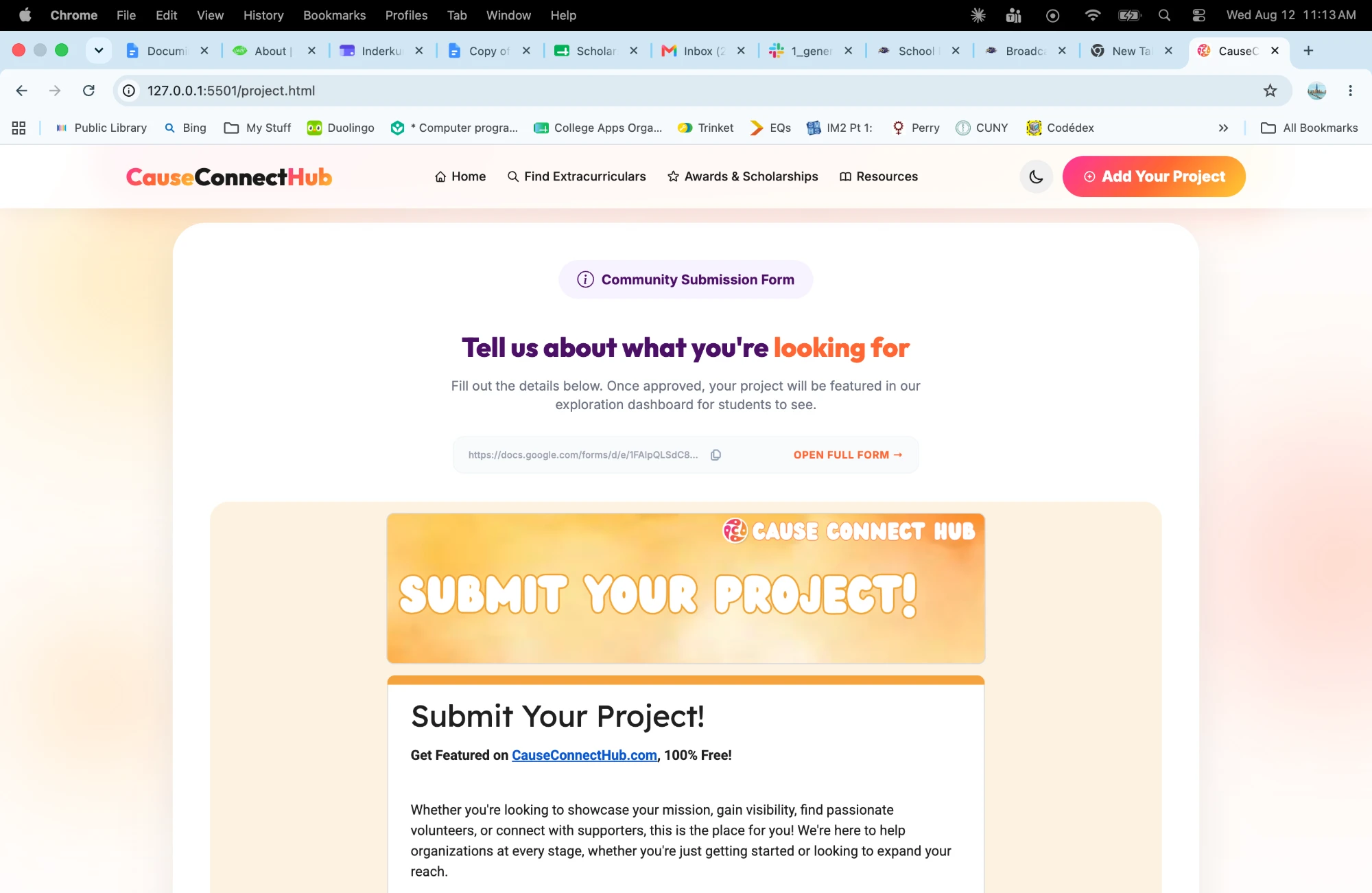 Add your project page